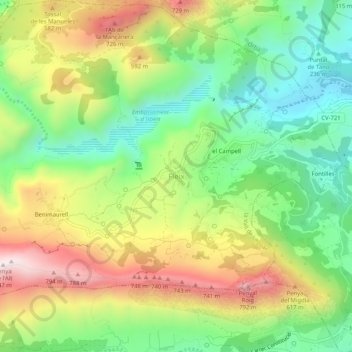 Mappa topografica Fleix, altitudine, rilievo