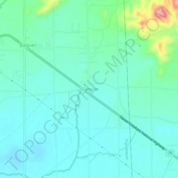 Mappa topografica Ulamian, altitudine, rilievo