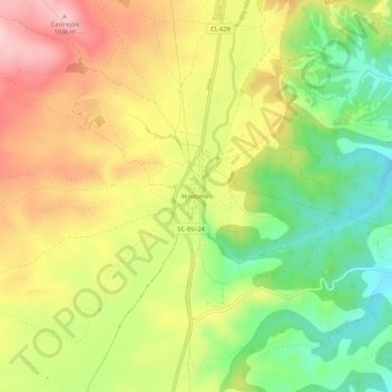 Mappa topografica Hontomín, altitudine, rilievo