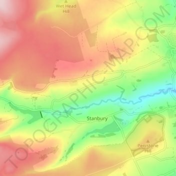 Mappa topografica Oldfield, altitudine, rilievo