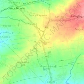 Mappa topografica Muzon Primero, altitudine, rilievo