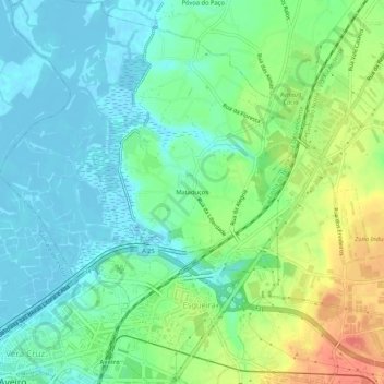 Mappa topografica Mataduços, altitudine, rilievo