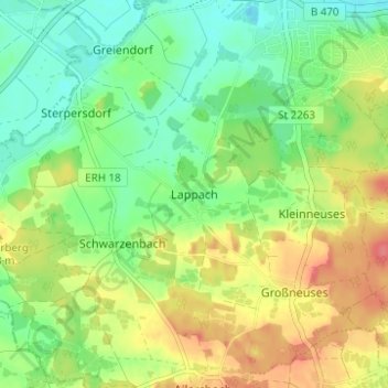 Mappa topografica Lappach, altitudine, rilievo