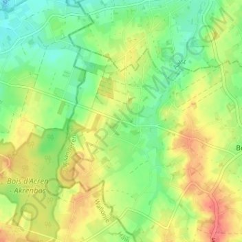 Mappa topografica Akrenbos, altitudine, rilievo