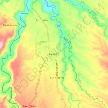 Mappa topografica Talakag, altitudine, rilievo
