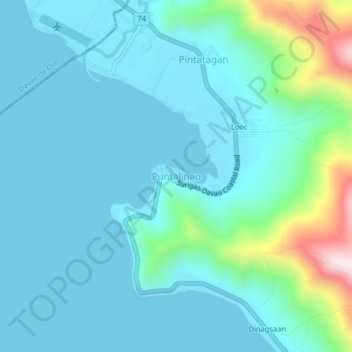 Mappa topografica Puntalinao, altitudine, rilievo