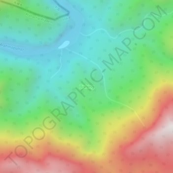 Mappa topografica Bishing, altitudine, rilievo