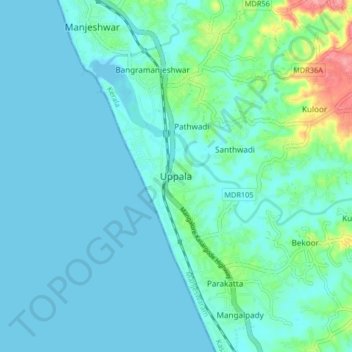 Mappa topografica Uppala, altitudine, rilievo