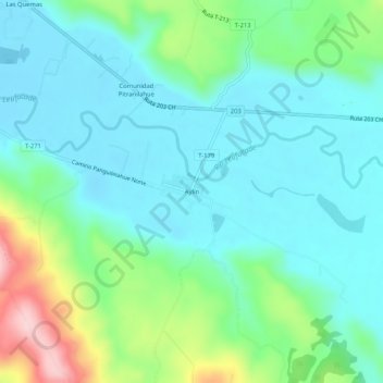 Mappa topografica Aylín, altitudine, rilievo
