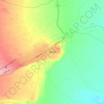 Mappa topografica Tame, altitudine, rilievo