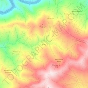 Mappa topografica Urraca, altitudine, rilievo