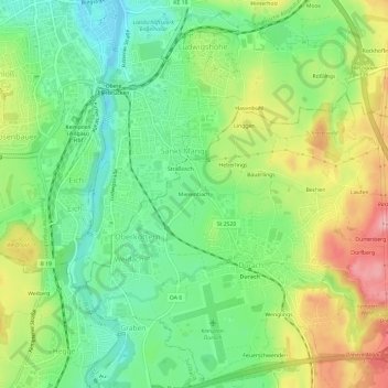 Mappa topografica Miesenbach, altitudine, rilievo