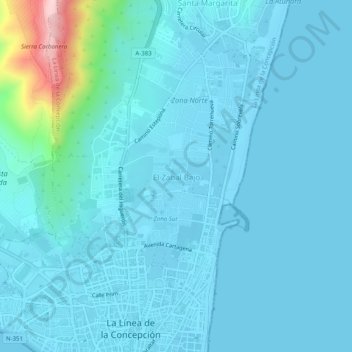 Mappa topografica El Zabal Bajo, altitudine, rilievo
