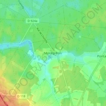 Mappa topografica Montgrésin, altitudine, rilievo