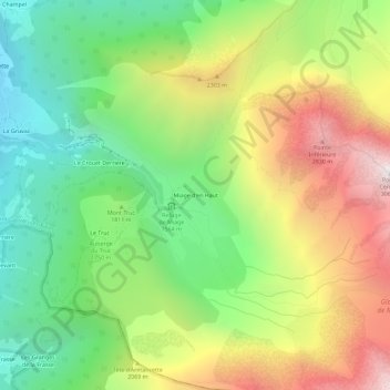 Mappa topografica Miage d'en Haut, altitudine, rilievo