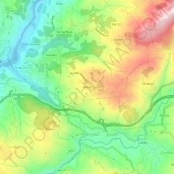 Mappa topografica Moure, altitudine, rilievo