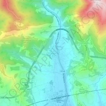 Mappa topografica Taggia, altitudine, rilievo