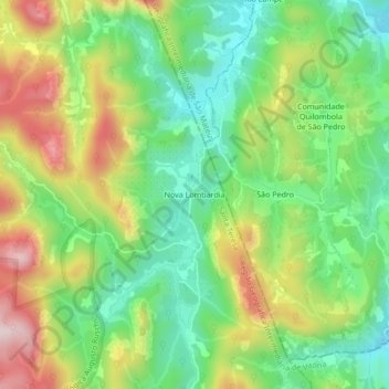 Mappa topografica Nova Lombardia, altitudine, rilievo