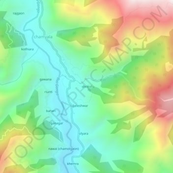 Mappa topografica shrikol, altitudine, rilievo