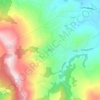Mappa topografica Aloños, altitudine, rilievo