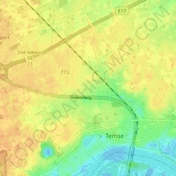 Mappa topografica Eekhoutdries, altitudine, rilievo