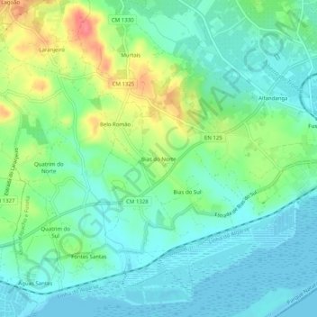 Mappa topografica Bias do Norte, altitudine, rilievo