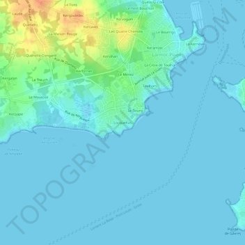 Mappa topografica Locqueltas, altitudine, rilievo