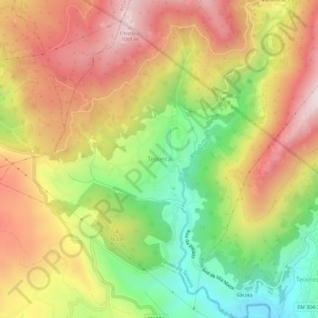 Mappa topografica Teixeira, altitudine, rilievo