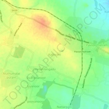 Mappa topografica Kallorani, altitudine, rilievo