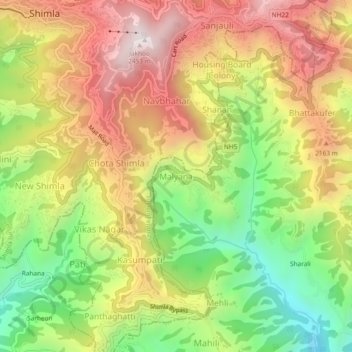 Mappa topografica Malyana, altitudine, rilievo