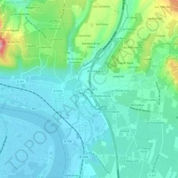 Mappa topografica La Burge, altitudine, rilievo