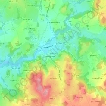 Mappa topografica Le Peyroux, altitudine, rilievo