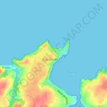Mappa topografica Pen Ar Run, altitudine, rilievo