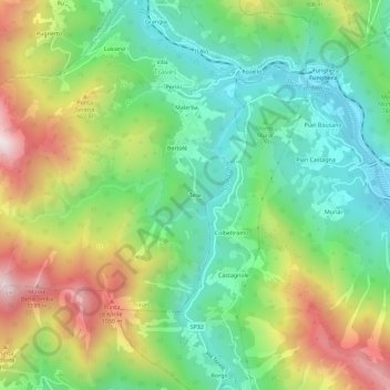 Mappa topografica Tese, altitudine, rilievo