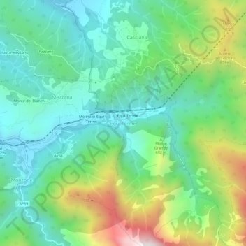 Mappa topografica Equi Terme, altitudine, rilievo