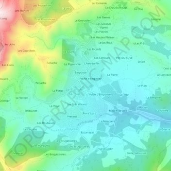 Mappa topografica Saint-Martin, altitudine, rilievo