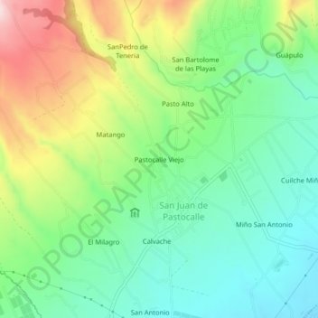 Mappa topografica Pastocalle Viejo, altitudine, rilievo