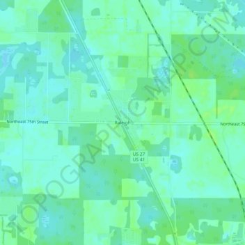 Mappa topografica Raleigh, altitudine, rilievo