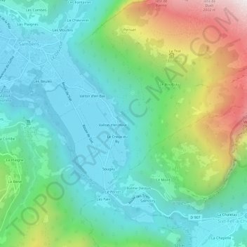Mappa topografica Les Traversants, altitudine, rilievo