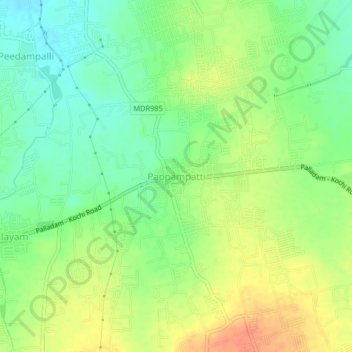 Mappa topografica Pappampatti, altitudine, rilievo