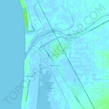 Mappa topografica Albinia, altitudine, rilievo