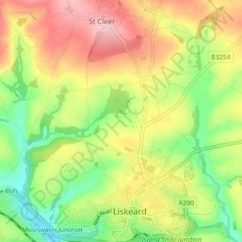 Mappa topografica Trevecca, altitudine, rilievo