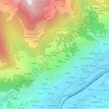 Mappa topografica Remondet, altitudine, rilievo