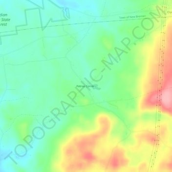 Mappa topografica Petries Corners, altitudine, rilievo