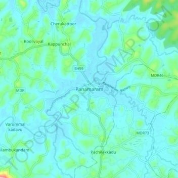 Mappa topografica Panamaram, altitudine, rilievo