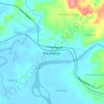 Mappa topografica San Antonio, altitudine, rilievo