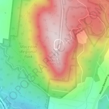 Mappa topografica Mount Macedon, altitudine, rilievo