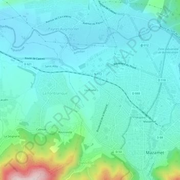 Mappa topografica La Prade, altitudine, rilievo