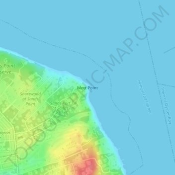 Mappa topografica Mott Point, altitudine, rilievo