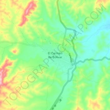 Mappa topografica El Carmen de Bolívar, altitudine, rilievo